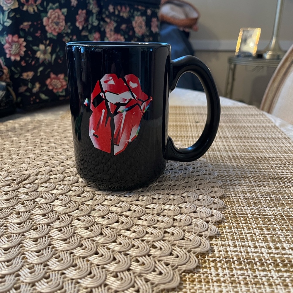 The Rolling Stones Black and Red Mug with Diamond Tongue from Concert Tour